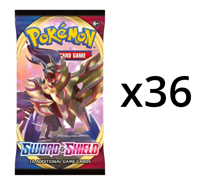 Pokemon SWSH1 Sword & Shield Base Set 36ct Booster Pack Lot